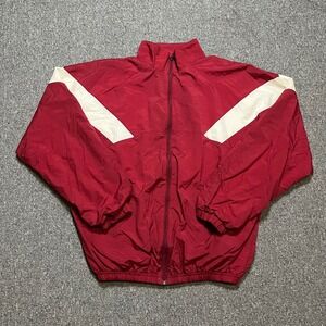 Vintage Russell Athletic Red White Windbreaker Jacket Zip Water Resistant L